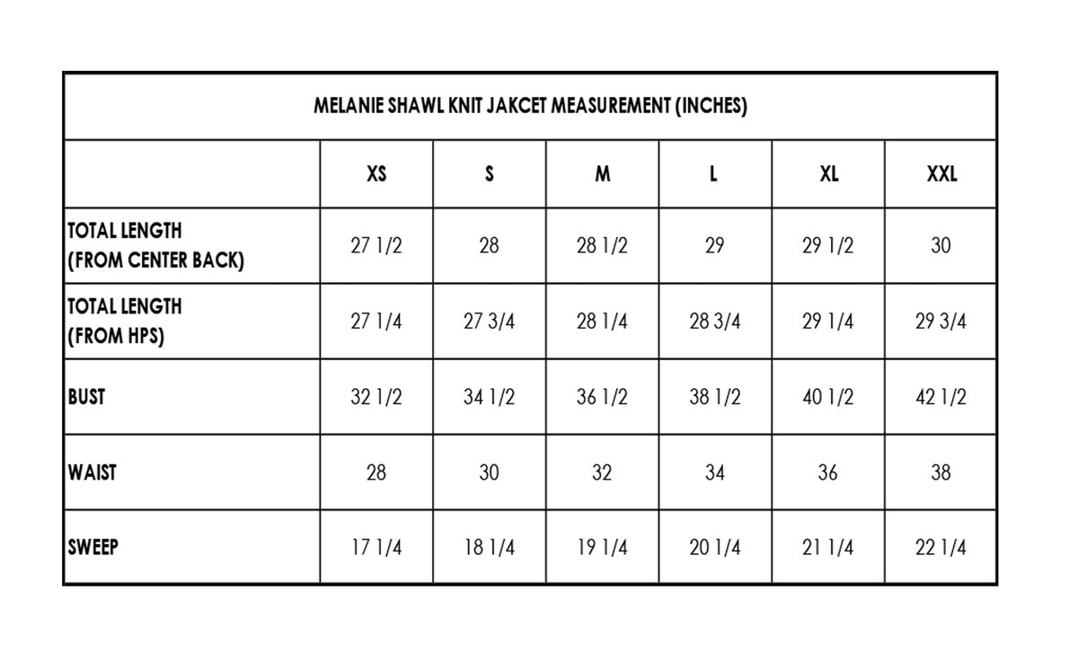 MELANIE SHAWL SIZE GUIDE – FRENCHMAUVE