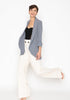 Melanie shawl knit jacket, rib knit, stone blue color, open front, shawl jacket