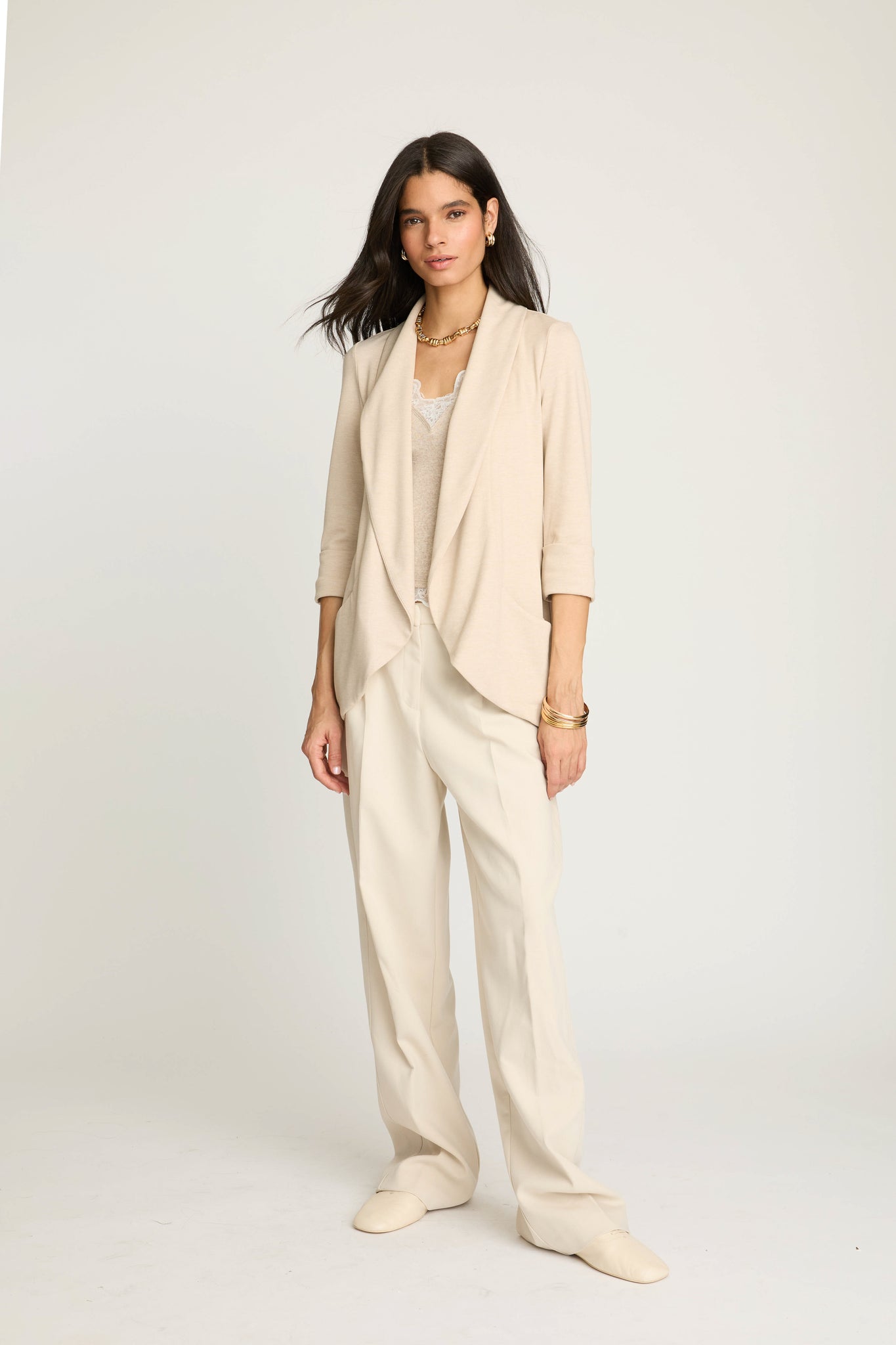 Melanie Knit Jacket in Piqué - Sand