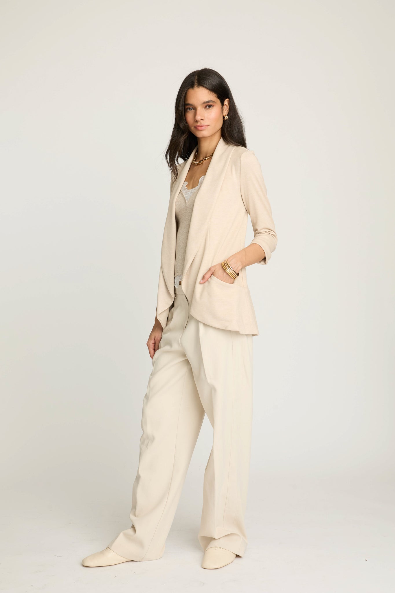 Melanie Knit Jacket in Piqué - Sand