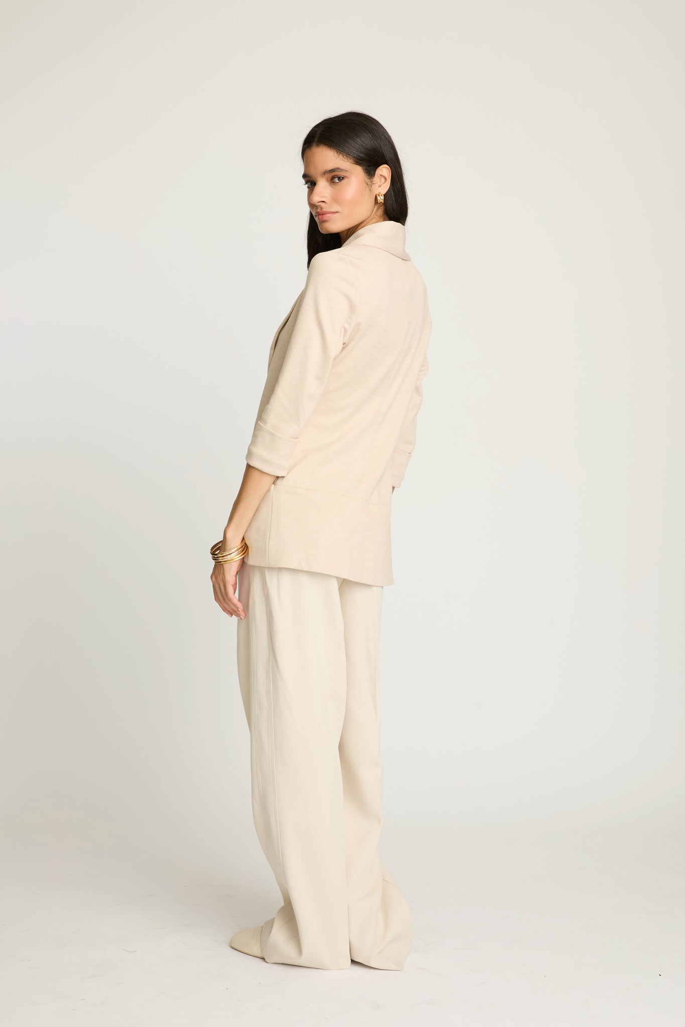 Melanie Knit Jacket in Piqué - Sand