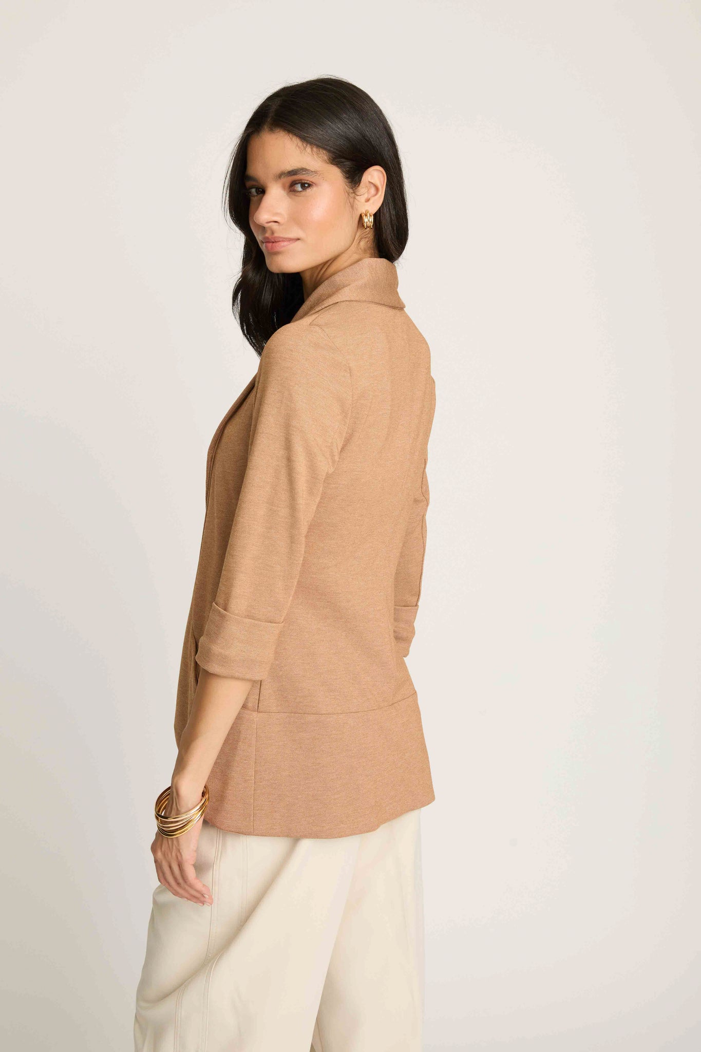 Melanie Knit Jacket in Piqué - Almond