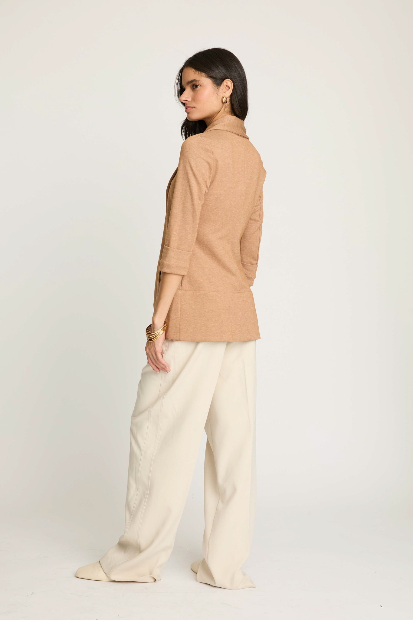 Melanie Knit Jacket in Piqué - Almond