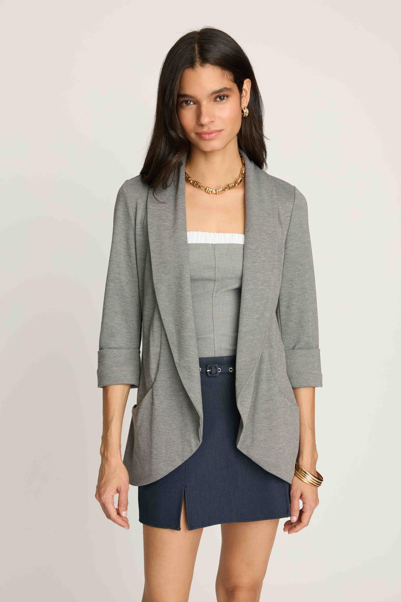 Melanie Knit Jacket in Piqué - Dark Grey