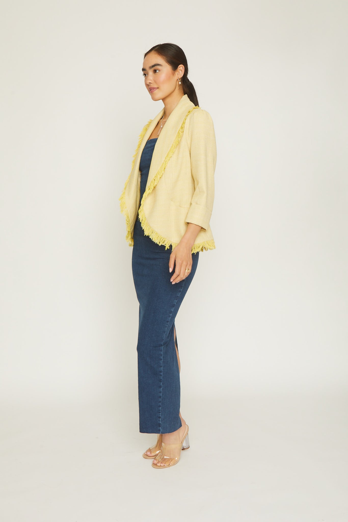 Quinn Fringe Tweed Jacket Yellow – FRENCHMAUVE
