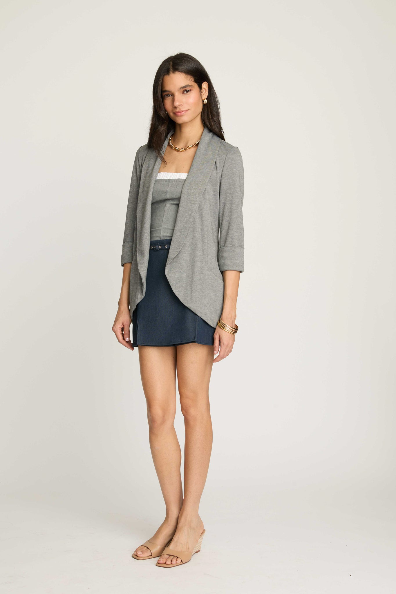 Melanie Knit Jacket in Piqué - Dark Grey