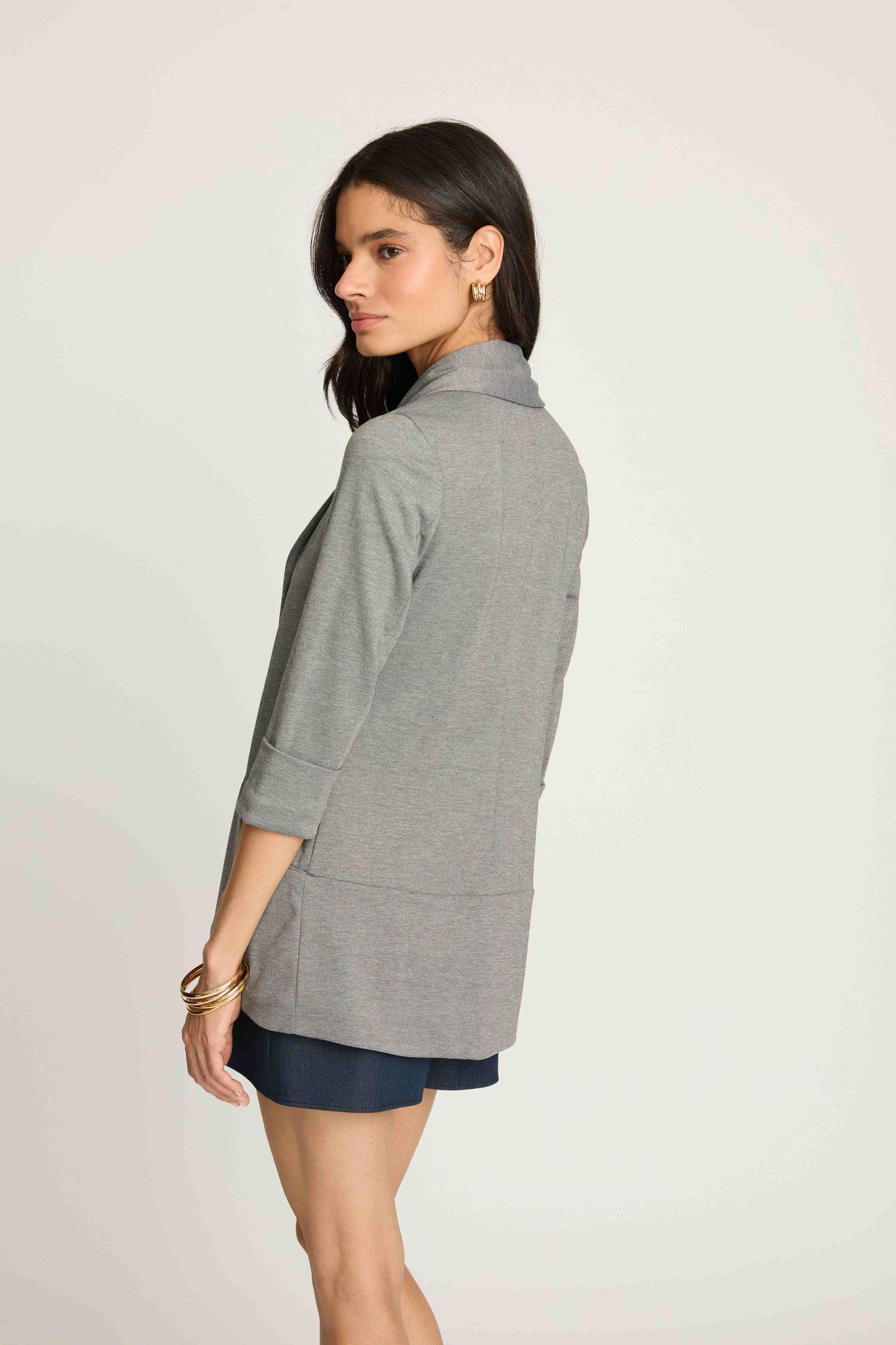 Melanie Knit Jacket in Piqué - Dark Grey