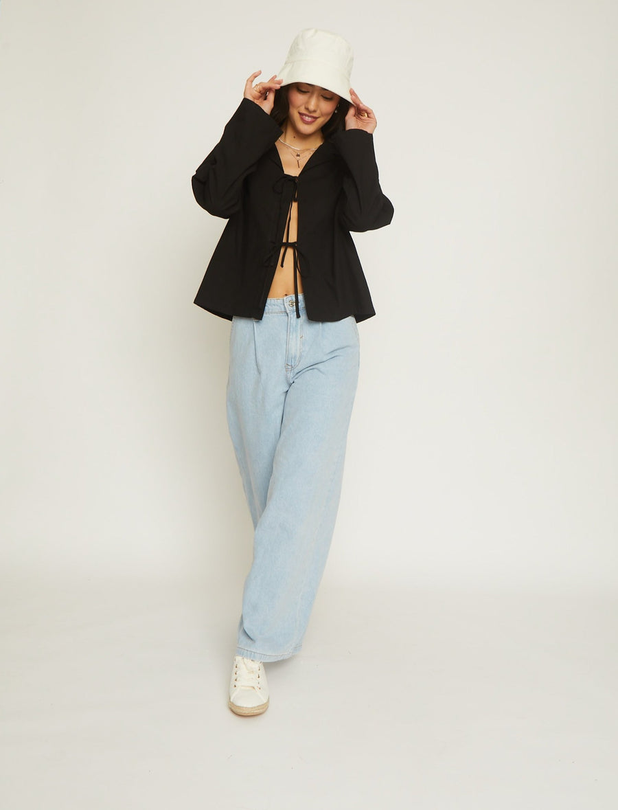 No Srcipt image - Images of 1 of 7 front tie shirt, black shirt, cotton blend shirt, relaxed fit