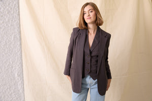Vincent Linen Boyfriend Jacket - Smoke