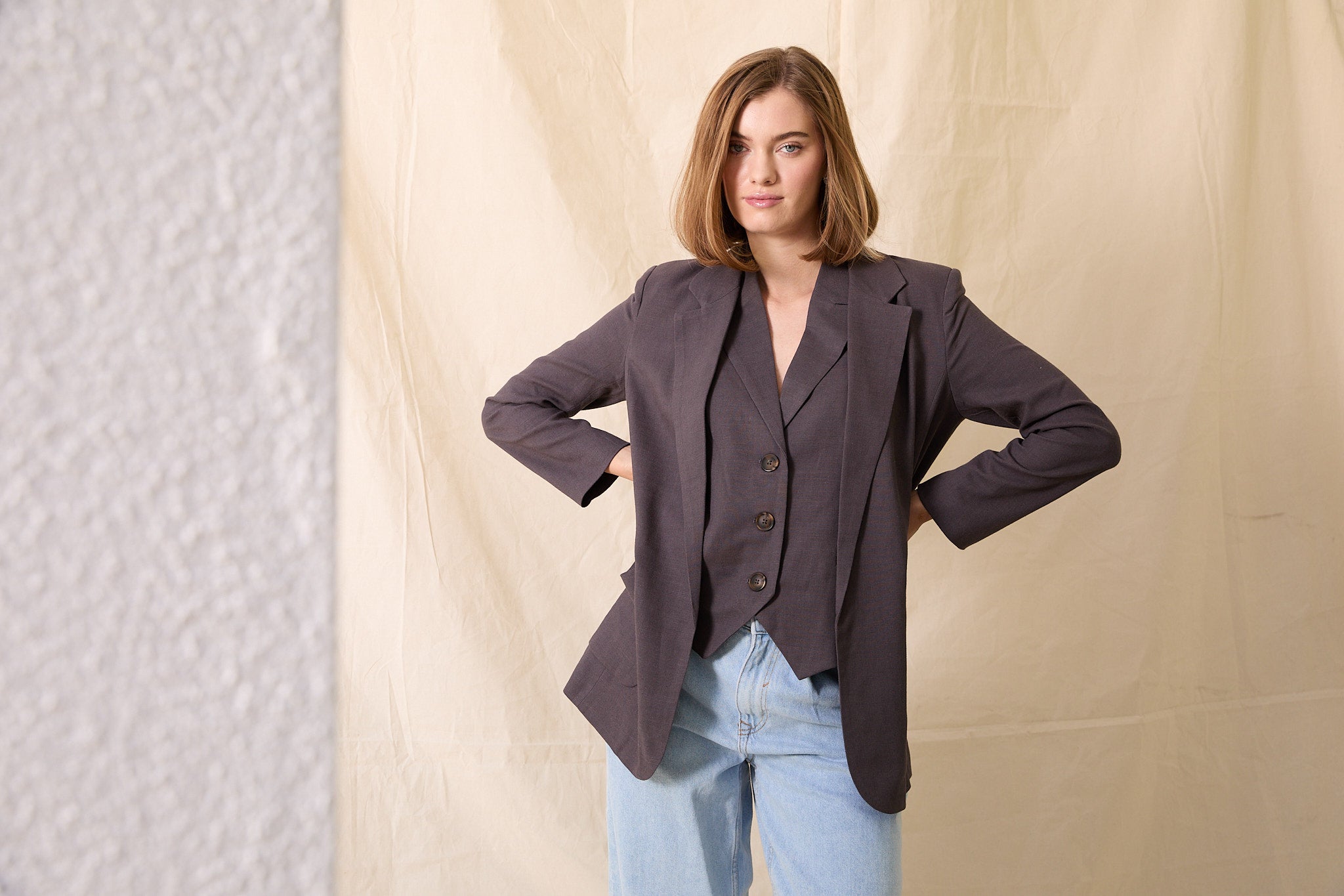Vincent Linen Boyfriend Jacket - Smoke