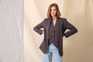 Vincent Linen Boyfriend Jacket - Smoke