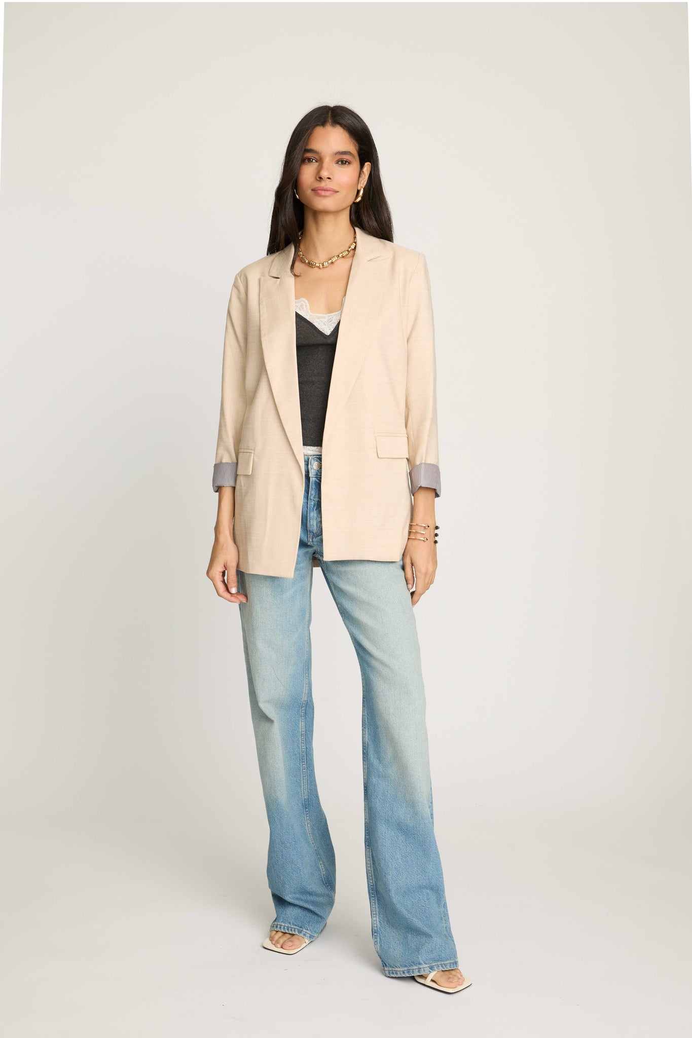 Bailey Contrast Cuff Jacket - Natural Beige
