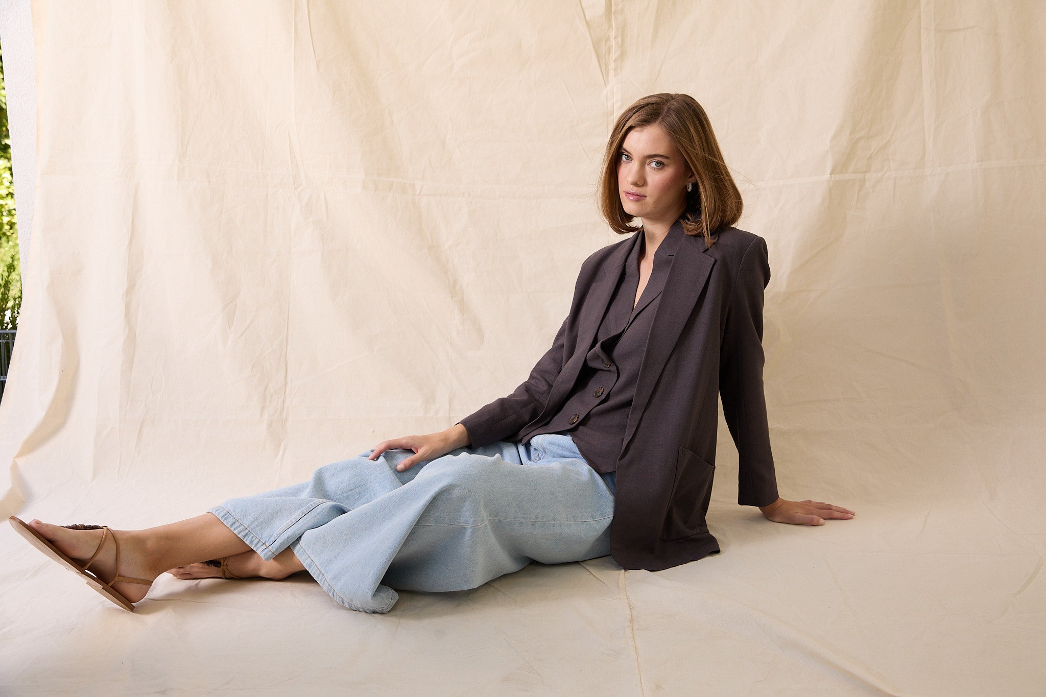Vincent Linen Boyfriend Jacket - Smoke