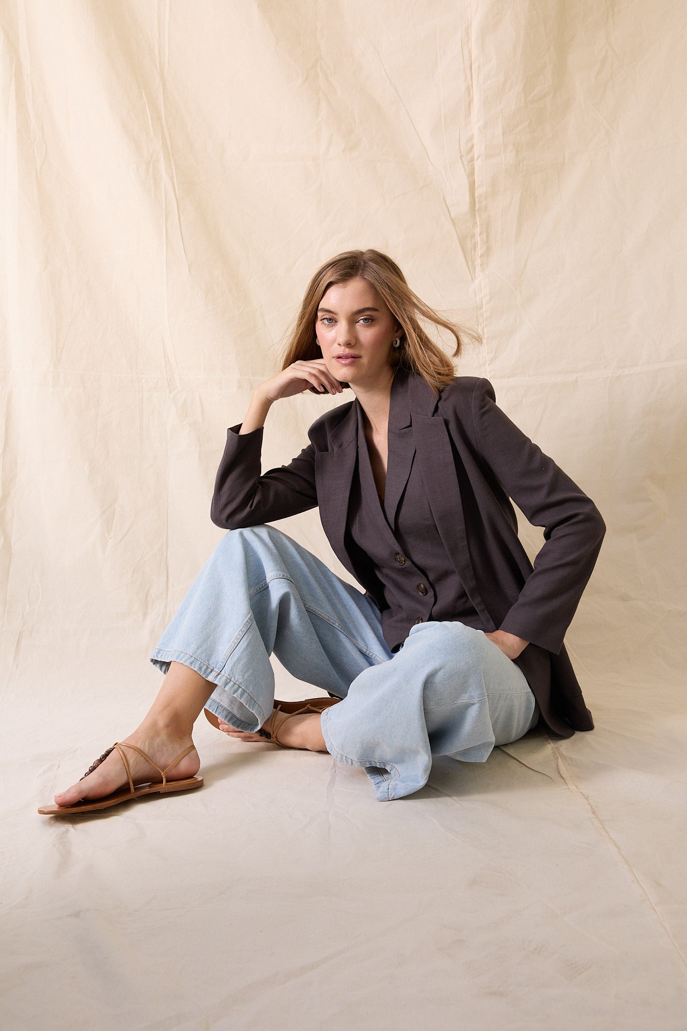Vincent Linen Boyfriend Jacket - Smoke