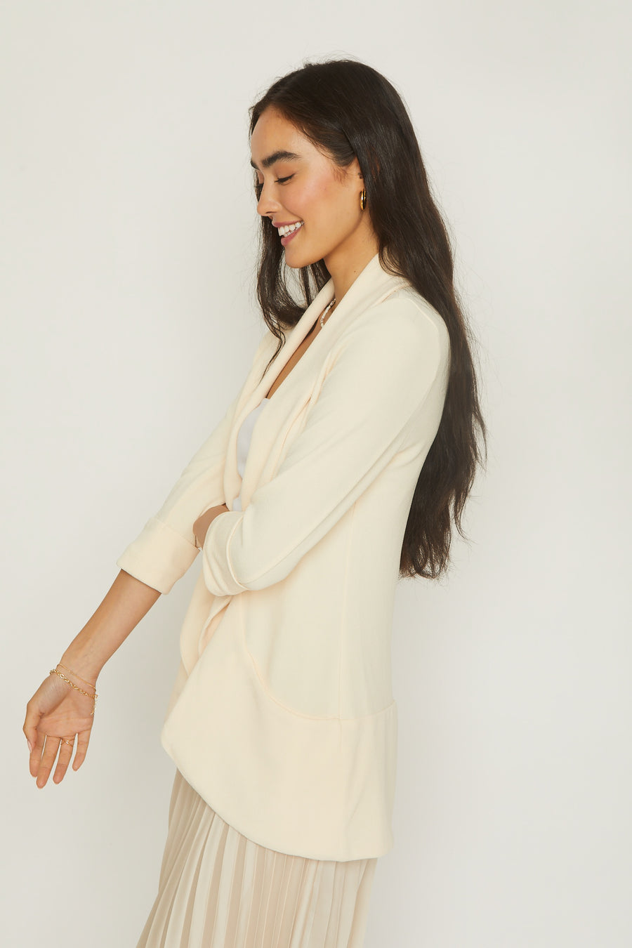No Srcipt image - Images of 5 of 10 Classic Melanie Shawl Ivory Color Staple Workwear Blazer