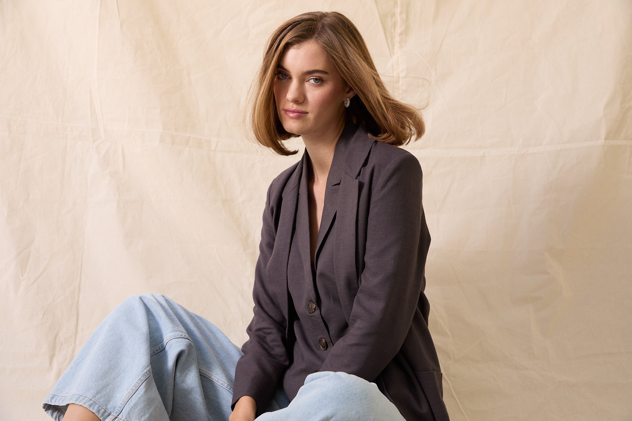 Vincent Linen Boyfriend Jacket - Smoke