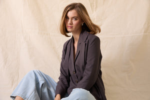 Vincent Linen Boyfriend Jacket - Smoke