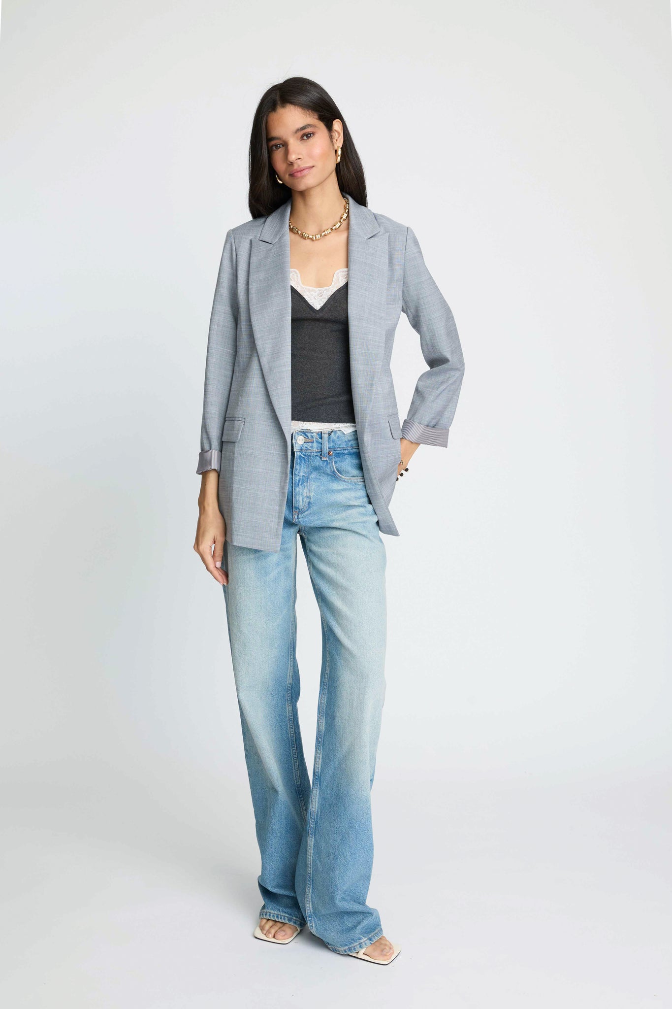 Bailey Contrast Cuff Jacket - Navy Grey