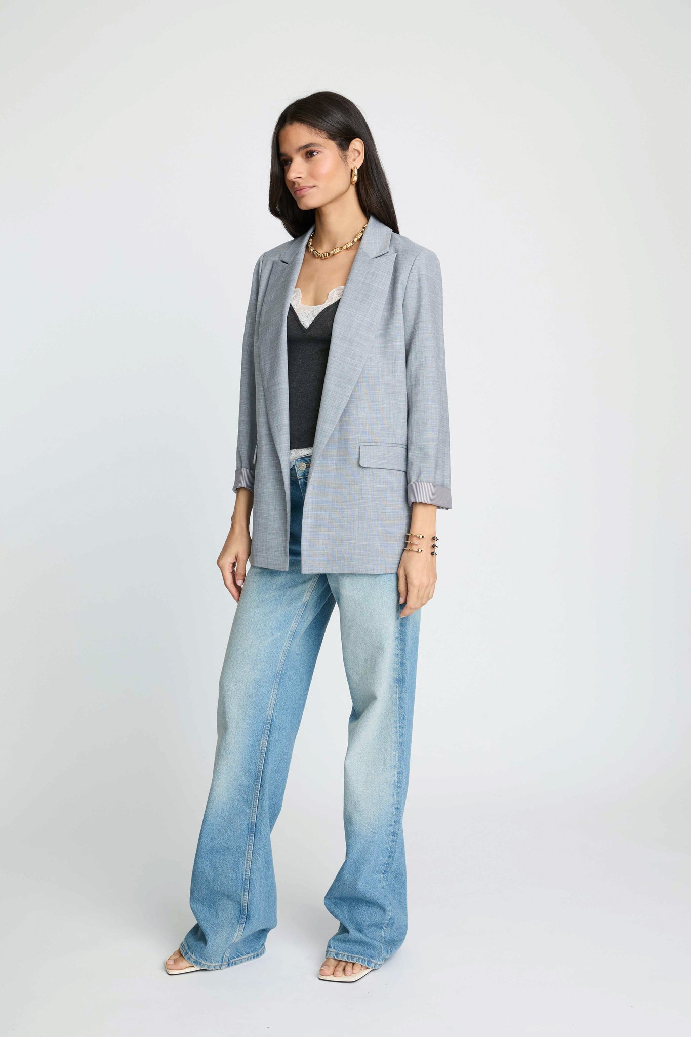 Bailey Contrast Cuff Jacket - Navy Grey