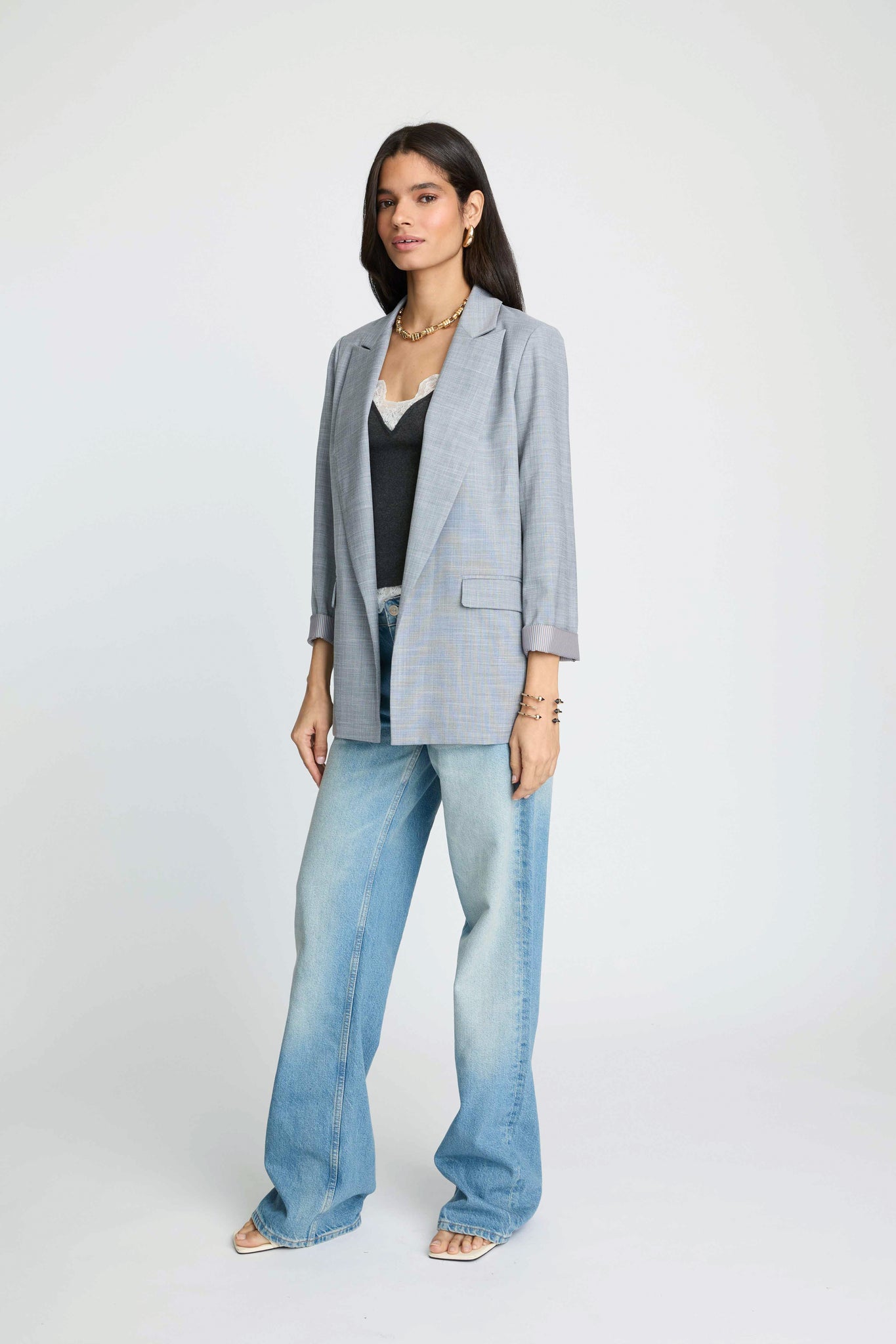 Bailey Contrast Cuff Jacket - Navy Grey