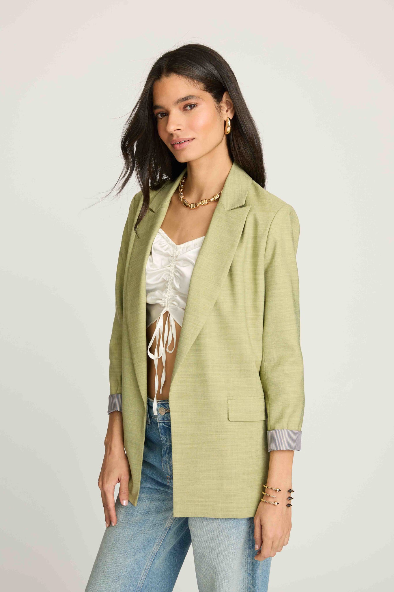 Bailey Contrast Cuff Jacket _Olive
