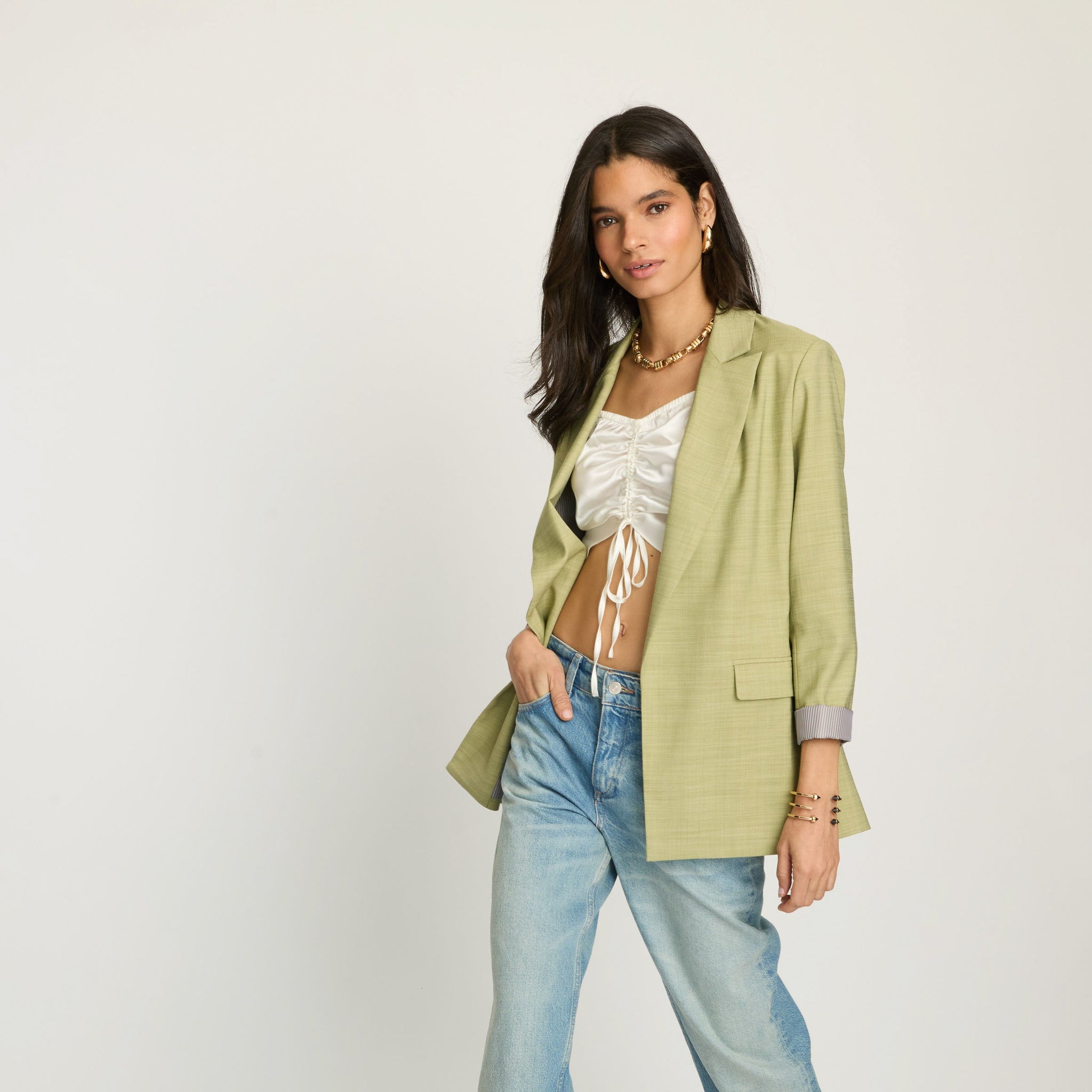 Bailey Contrast Cuff Jacket _Olive