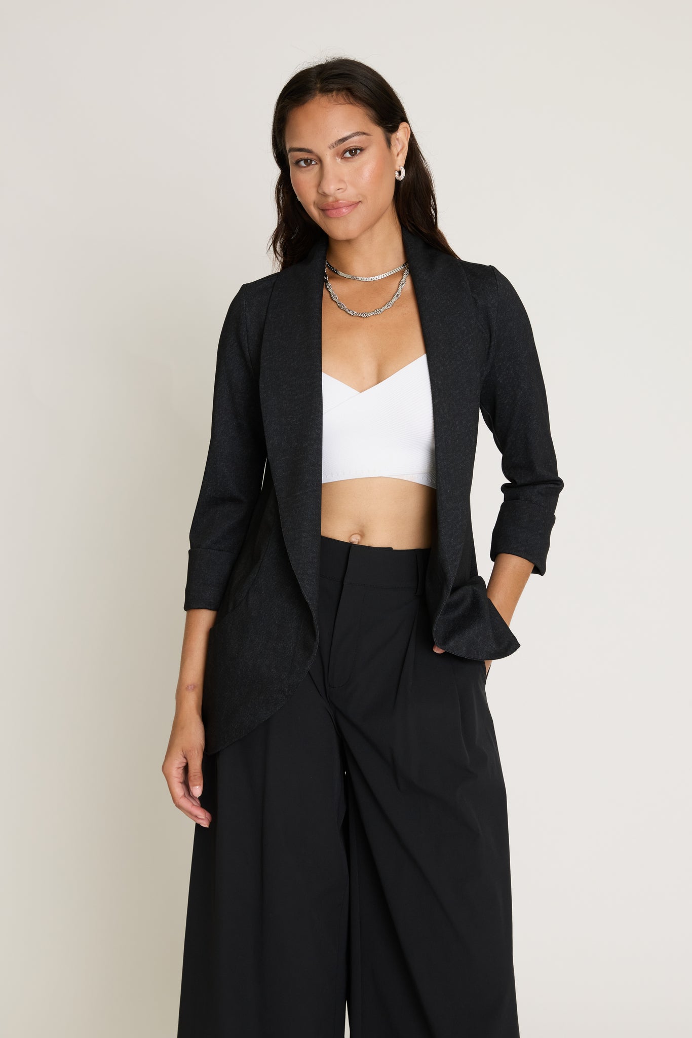 Melanie Knit Jacket in Denim Finish - Raven Black – FRENCHMAUVE