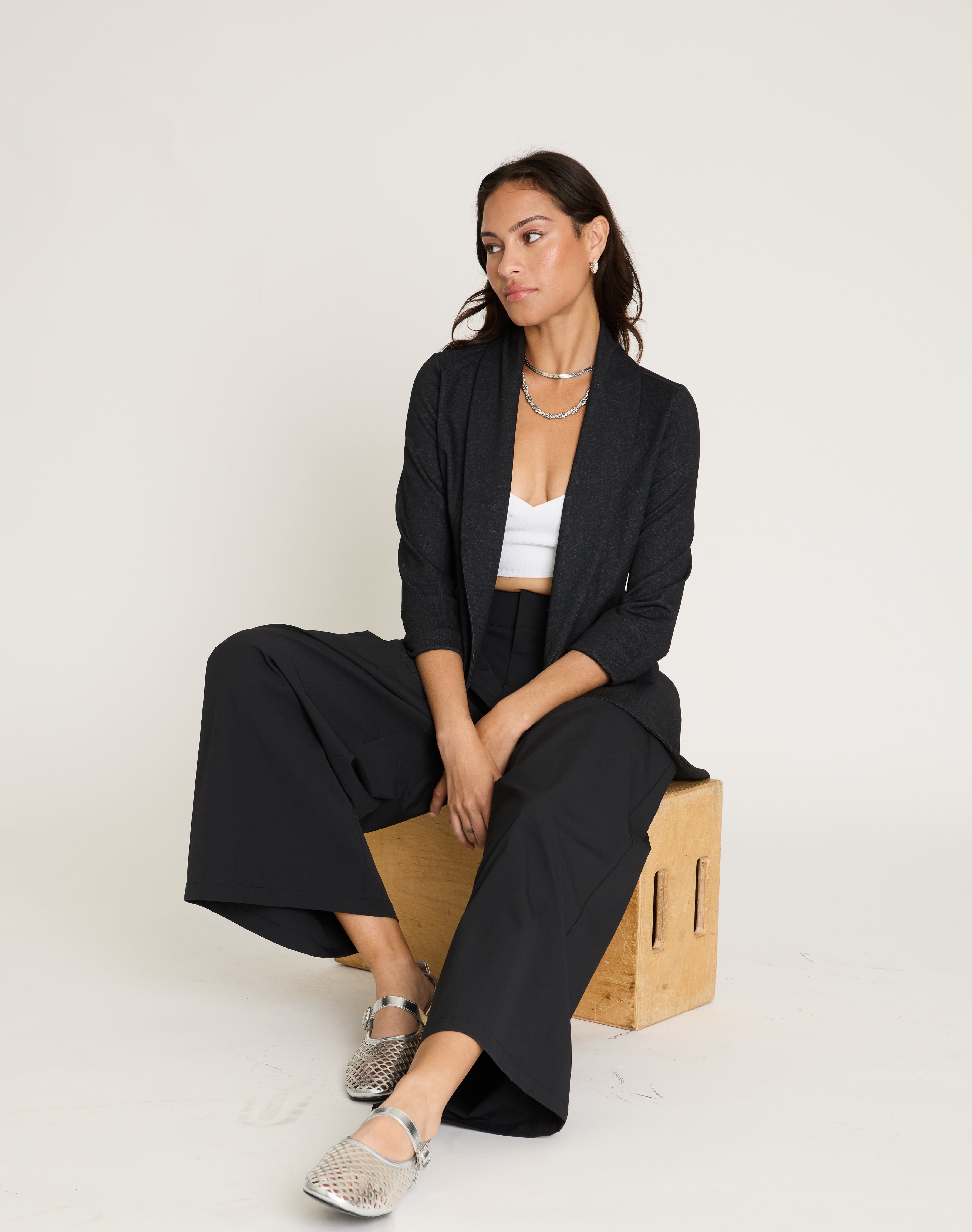 Melanie Knit Jacket in Denim Finish - Raven Black – FRENCHMAUVE