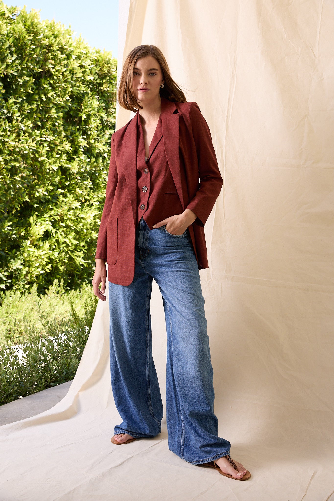 Vincent Linen Boyfriend Jacket - Ash Brown