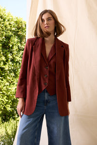 Vincent Linen Boyfriend Jacket - Ash Brown
