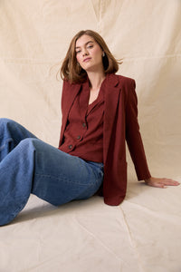 Vincent Linen Boyfriend Jacket - Ash Brown