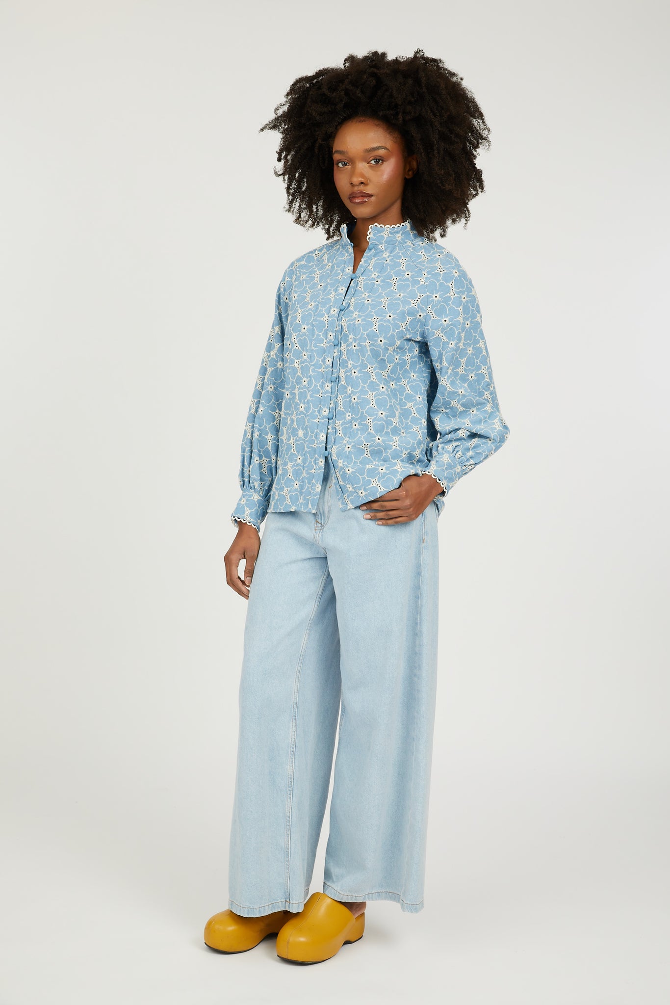 Portofino Chambray Eyelet Blouse