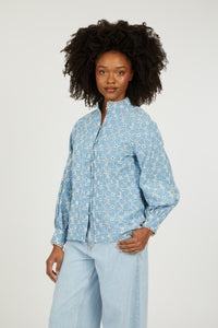 Portofino Chambray Eyelet Blouse