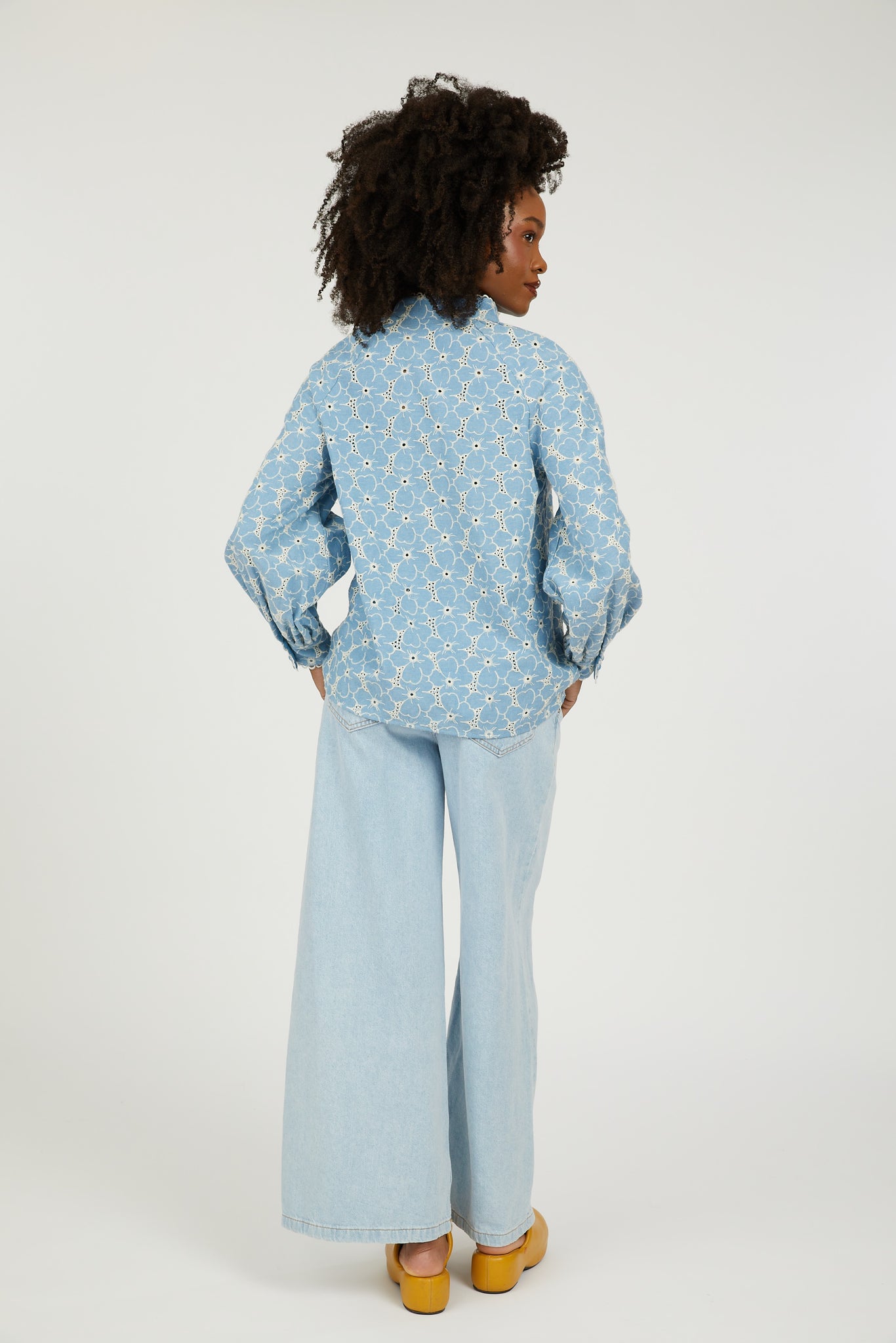 Portofino Chambray Eyelet Blouse