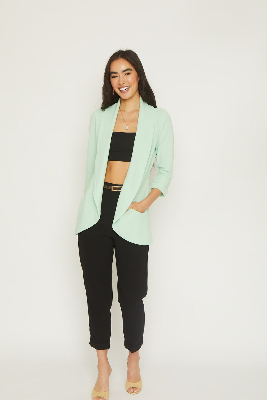 No Srcipt image - Images of 3 of 8 MELANIE KNIT JACKET- JADE GREEN