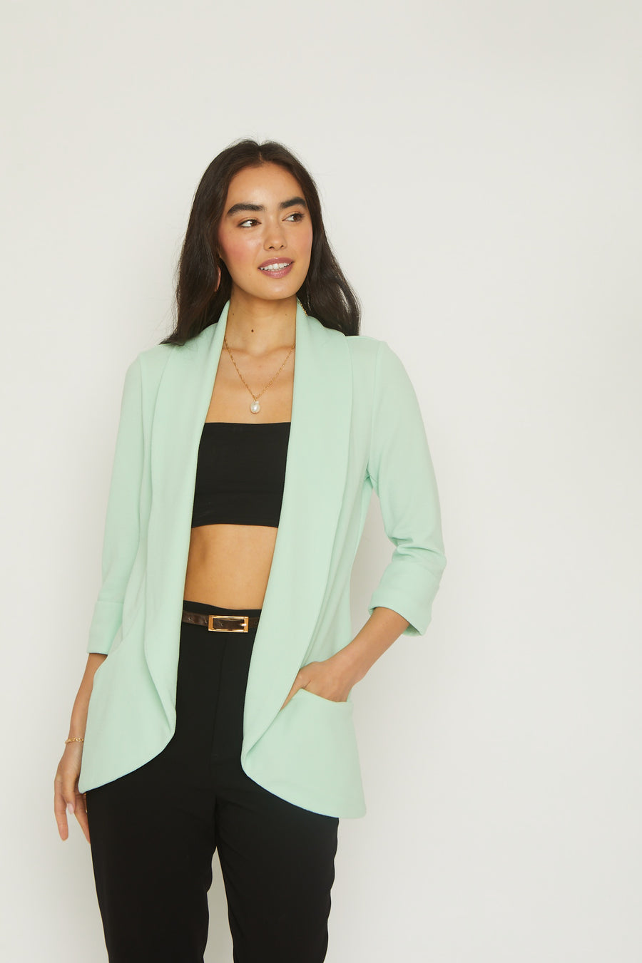 No Srcipt image - Images of 4 of 8 MELANIE KNIT JACKET- JADE GREEN