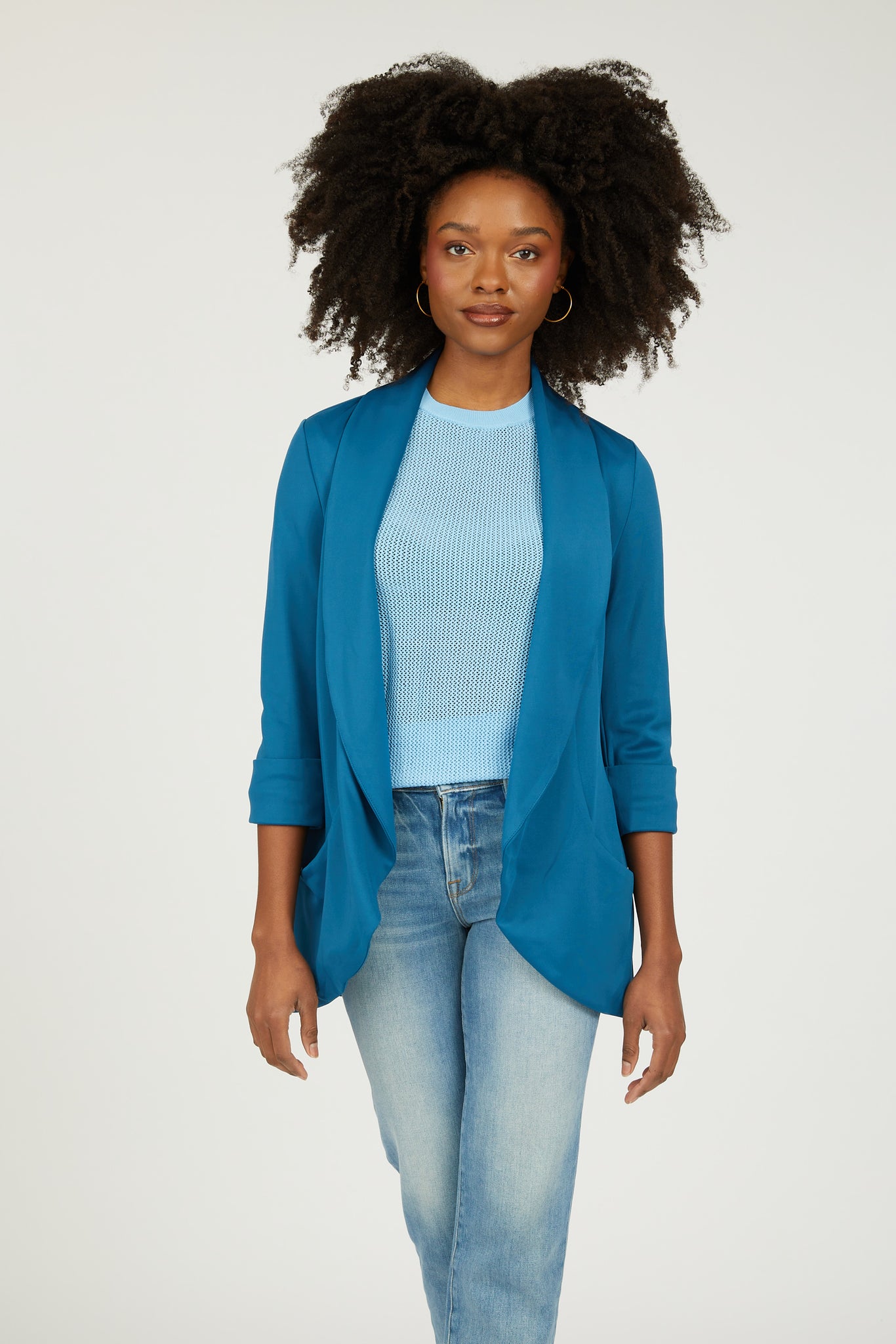 Melanie Knit Jacket in Scuba - Mosaic Blue