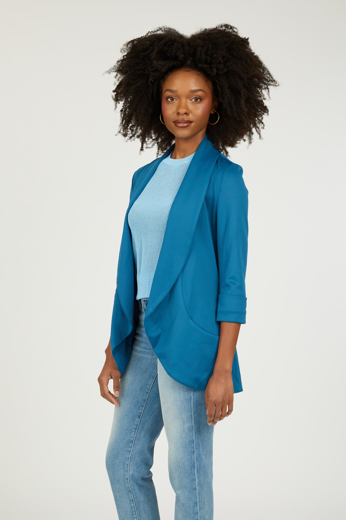 Melanie Knit Jacket in Scuba - Mosaic Blue