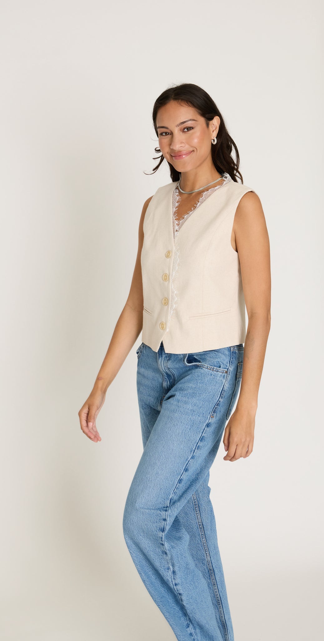 Linen Lace Trim Vest – FRENCHMAUVE