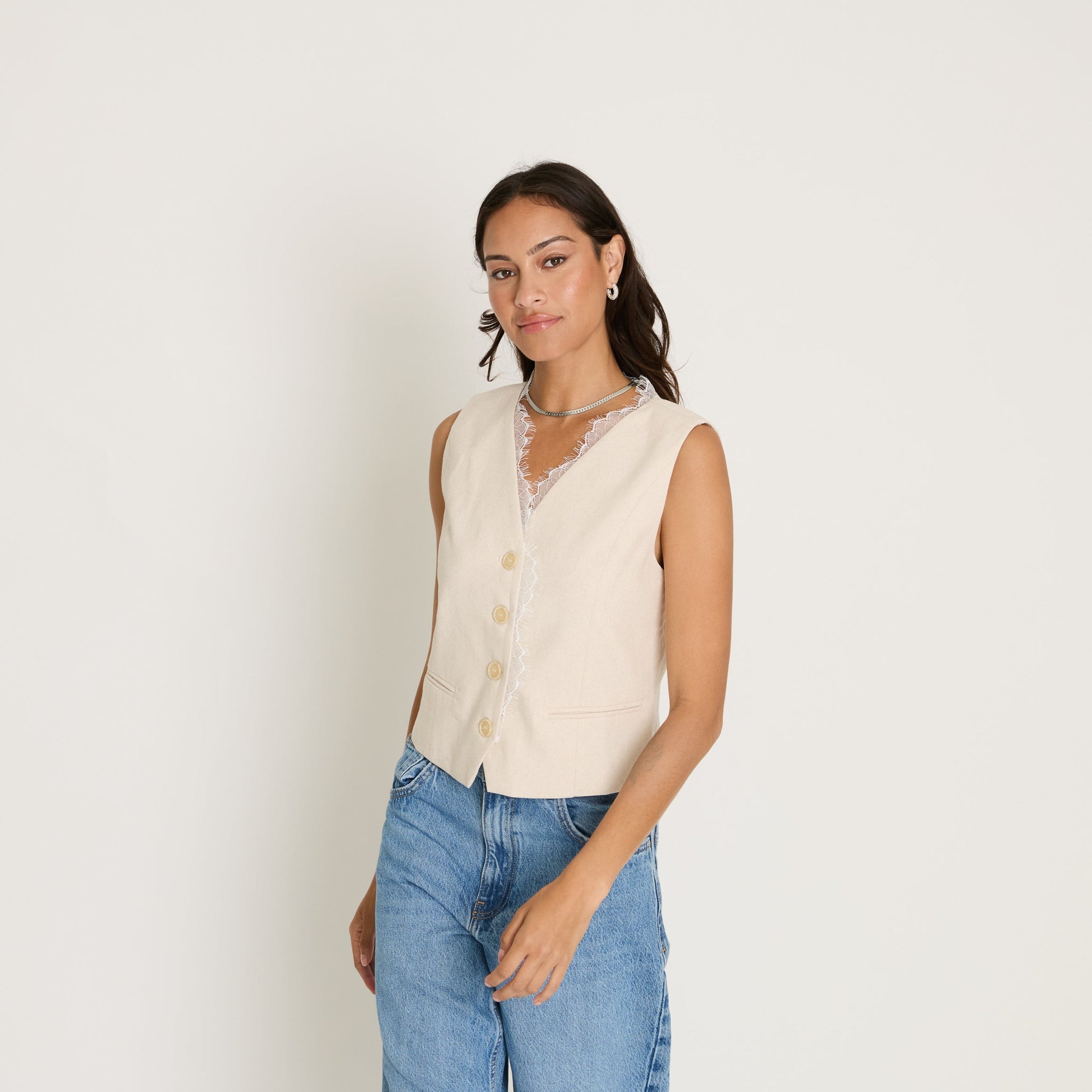 Linen Lace Trim Vest – FRENCHMAUVE