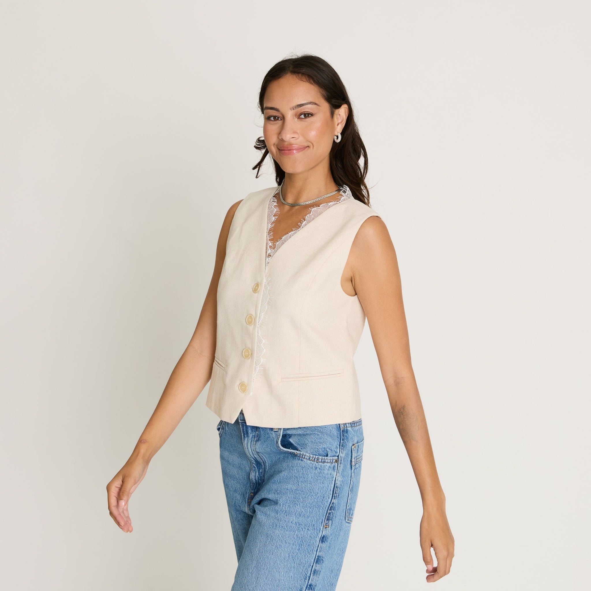 Linen Lace Trim Vest – FRENCHMAUVE