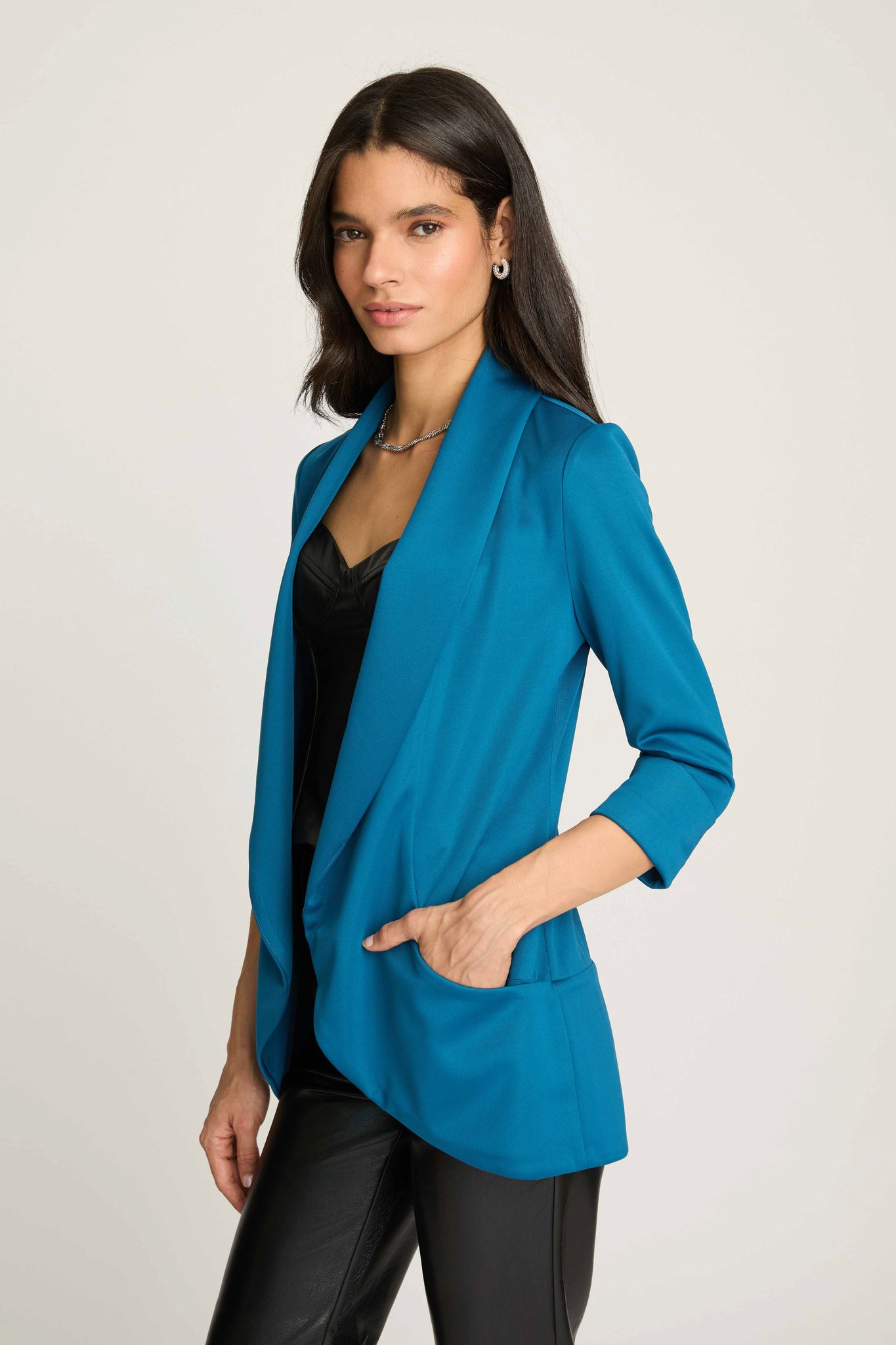 Melanie Knit Jacket in Scuba - Mosaic Blue