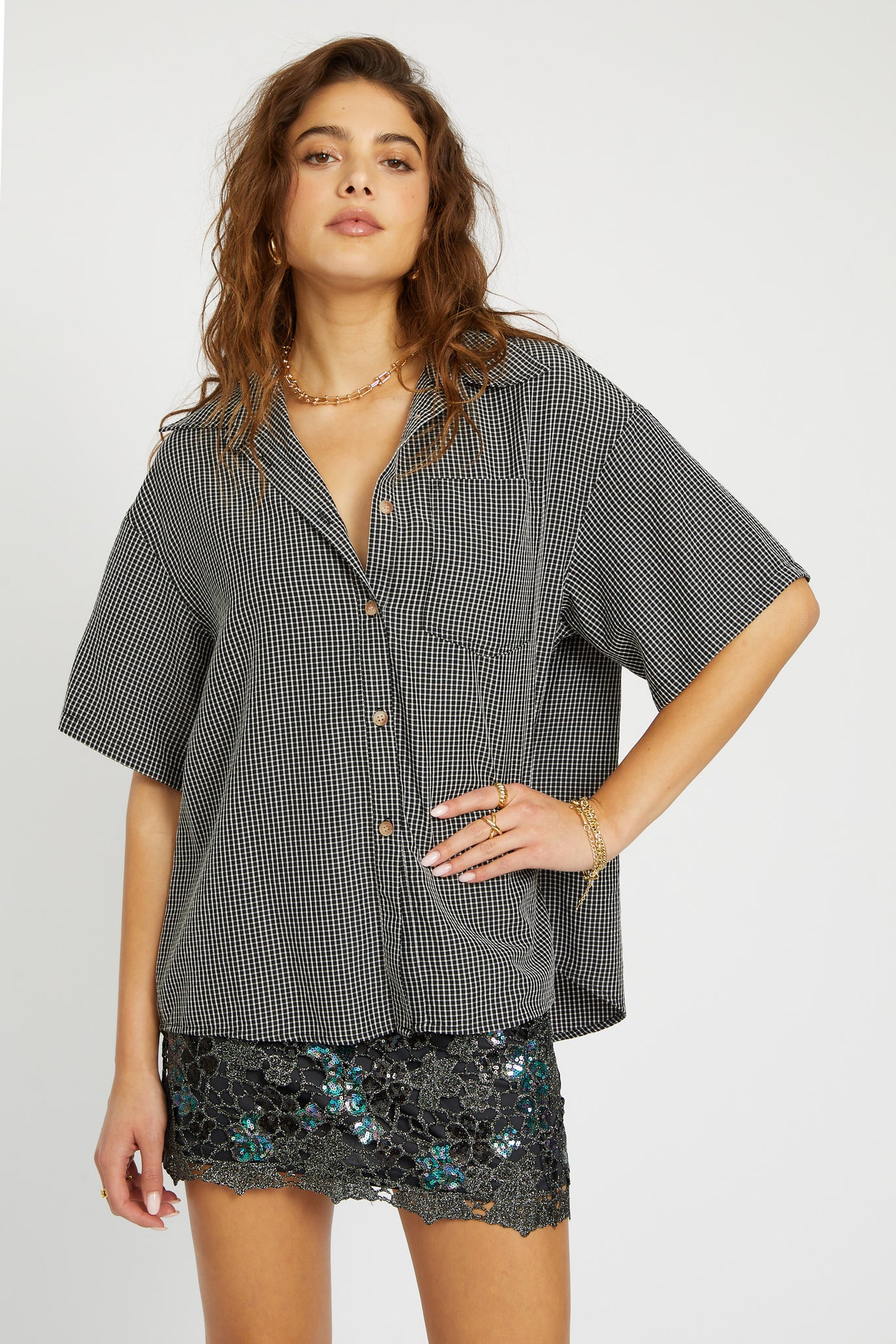 Kai Boxy Shirt - Black/White