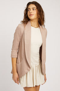 Melanie Knit Jacket in Piqué - Pink Beige