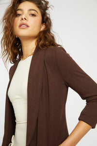 Melanie Knit Jacket in Rib Knit - Chocolate