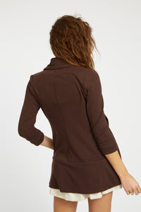 Melanie Knit Jacket in Rib Knit - Chocolate