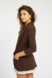 Melanie Knit Jacket in Rib Knit - Chocolate