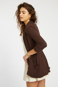 Melanie Knit Jacket in Rib Knit - Chocolate