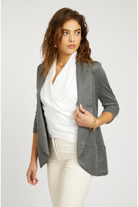 Melanie Knit Jacket in Scuba - Heather Smoke