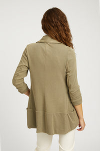 Melanie Knit Jacket in Rib Knit - Khaki Green